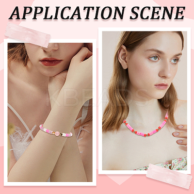 Valentine's Day Theme DIY Polymer Clay Beads & Alloy Enamel Charm Stretch Bracelets Making Kits DIY-SP0003-43-1