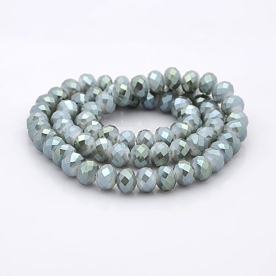 Full Rainbow Plated Faceted Rondelle Imitation Jade Glass Beads Strands GLAA-A024E-FR01-1