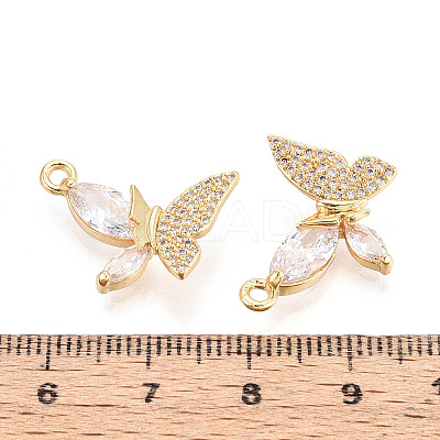 Brass Micro Pave Clear Cubic Zirconia Pendants KK-T077-37G-1