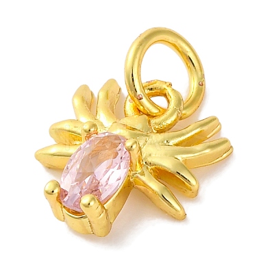 Rack Plating Brass Micro Pave Cubic Zirconia Charms KK-F881-02G-07-1