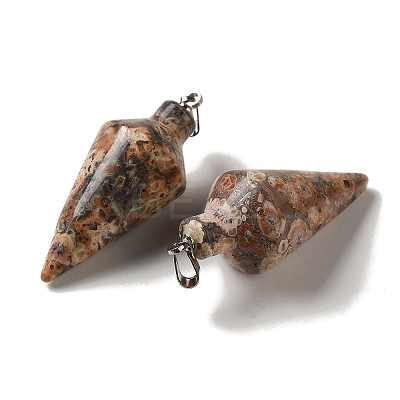 Natural Leopard Skin Jasper Pendants G-Z055-02P-02-1