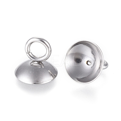 202 Stainless Steel Bead Cap Pendant Bails STAS-L198-05B-1