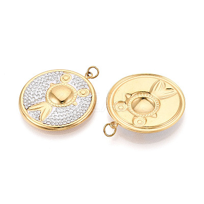 304 Stainless Steel and Polymer Clay Crystal Rhinestone Pendants STAS-T069-60A-1
