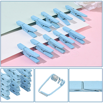 50Pcs DIY Wood Photo Paper Craft Clips AJEW-SP0003-43B-1
