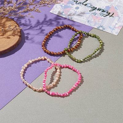 Dyed Natural Cultured Freshwater Pearl Beads Stretch Bracelets BJEW-JB05892-1