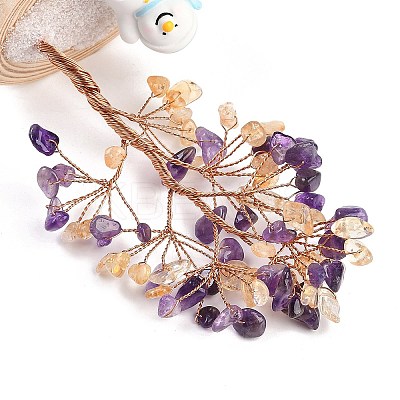 Natural Amethyst Chips Tree of Life Decorations DJEW-B013-03D-1