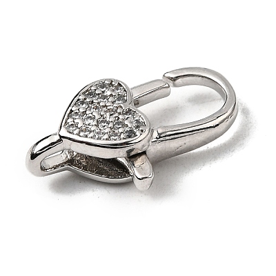 Brass Clear Cubic Zirconia Lobster Claw Clasps KK-Z078-46D-P-1