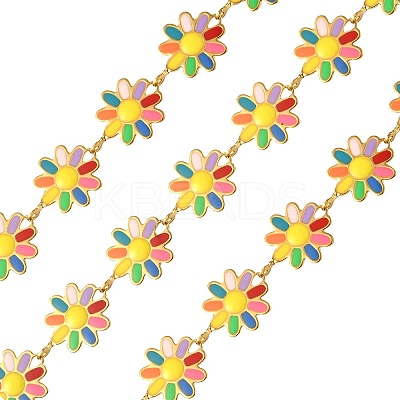 Enamel Daisy Flower Link Chains CHS-CJ0001-33-1