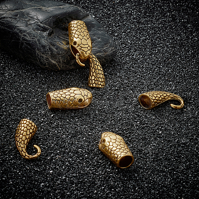 Tibetan Style Alloy Hook and Snake Head Clasps TIBE-TA0001-06AG-1