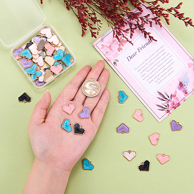 70Pcs 5 Colors Light Gold Plated Alloy Enamel Pendants ENAM-CJ0001-94-1