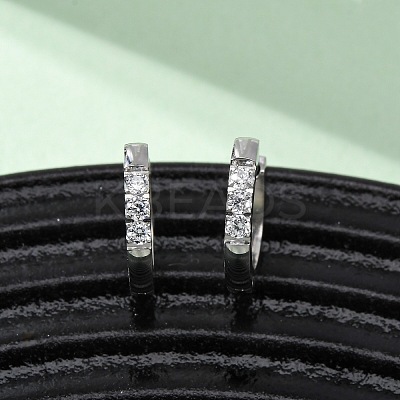 304 Stainless Steel Clear Cubic Zirconia Hoop Earrings EJEW-D331-18B-P-1