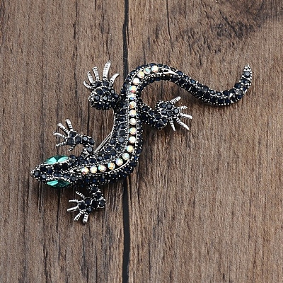 Gecko Rhinestone Brooch Pin PW-WG99E82-01-1