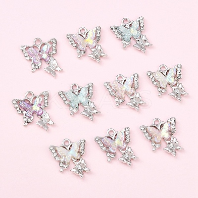 10Pcs 5 Colors Alloy Resin Pendants FIND-YW0009-78-1