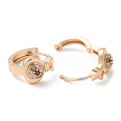 Rack Plating Brass Micro Pave Colorful Cubic Zirconia Hoop Earrings EJEW-P238-17KCG-1