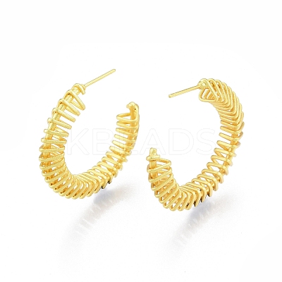 Brass Wire Swirl C-shape Stud Earrings EJEW-G322-04MG-1