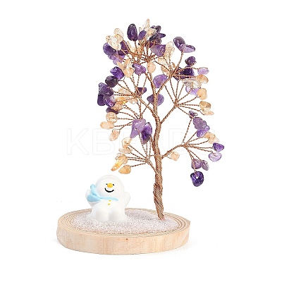 Natural Amethyst Chips Tree of Life Decorations DJEW-B013-03D-1
