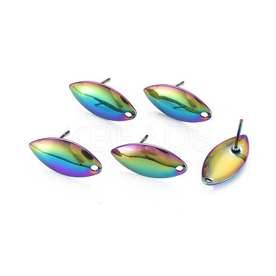Rianbow Color 304 Stainless Steel Stud Earring Findings STAS-N098-021-1