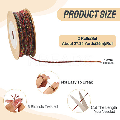 2 Rolls Segment Dyed Cotton Twisted String Cord OCOR-TA0002-95A-1