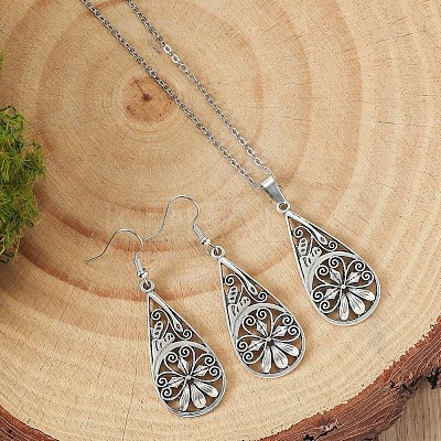 Alloy Pendant Necklaces & Dangle Earrings Sets FS-WGB4D45-01-1