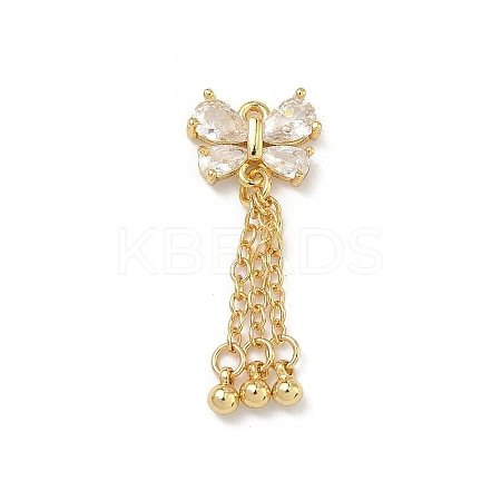 Brass Micro Pave Clear Cubic Zirconia Pendants KK-D228-02G-01-1