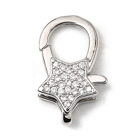 Brass Clear Cubic Zirconia Lobster Claw Clasps KK-Z078-49A-P-1
