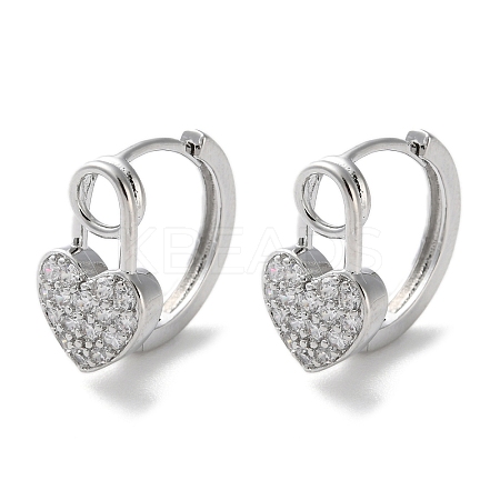 Brass Micro Pave Clear Cubic Zirconia Hoop Earrings EJEW-C121-10P-1