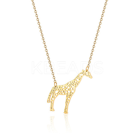 304 Stainless Steel Geometric Artistic Hollow Animal Pendant Necklaces JK0174-3-1