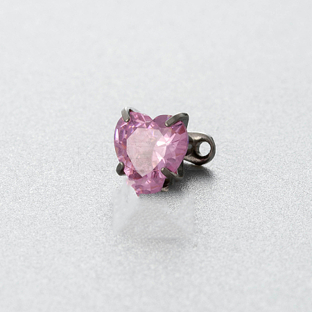 Stainless Steel Cubic Zirconia Heart Dermal Anchor Base/Top for Women Men WGF2D58-05-1
