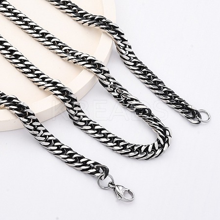 6MM 201 Stainless Steel Cuban Link Chain Necklaces NJEW-Q013-14B-1