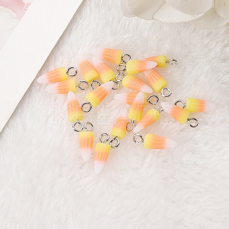 Halloween Opaque Resin Candy Corn Charms RESI-G102-01-1