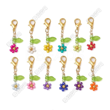 24Pcs 12 Colors Acrylic Flower Pendant Decorations HJEW-SZ00009-1