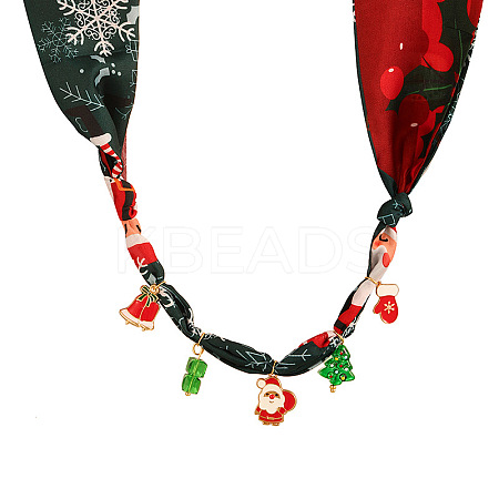 Alloy Enamel with Glass Santa Claus Christmas Tree Pendant Bib Necklaces FS-WG5CB92-01-1