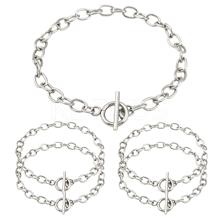 5Pcs 304 Stainless Steel Chain Bracelets BJEW-YW00017-02-1