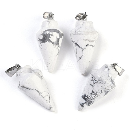 Natural Howlite Gemstone Pointed Pendants G-K384-01P-04-1