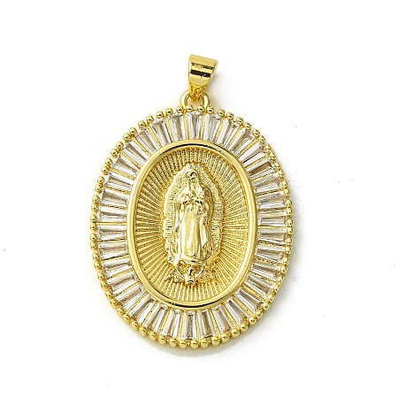 Brass Micro Pave Clear Cubic Zirconia Pendants KK-H472-48G-1
