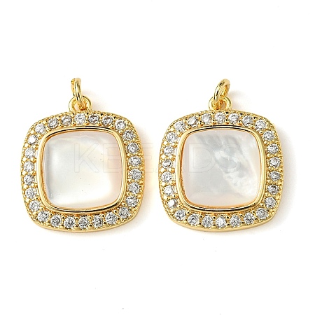 Brass Micro Pave Clear Cubic Zirconia Pendants KK-M277-07B-G-1