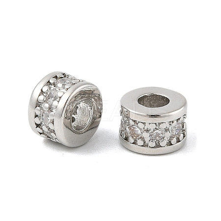 Brass Micro Pave Cubic Zirconia Beads KK-R219-24P-1