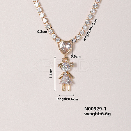 Shiny Family Theme Brass Micro Pave Cubic Zirconia Pendant Necklaces VW3054-1-1