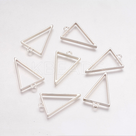 Rack Plating Alloy Triangle Open Back Bezel Pendants PALLOY-S047-09B-FF-1