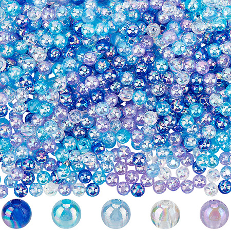 5 Colors Transparent Acrylic Beads MACR-PA0001-03A-01-1