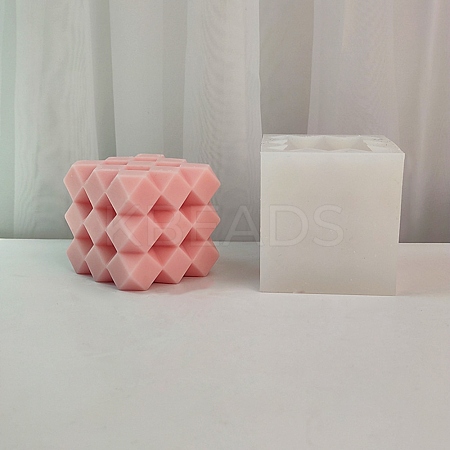 Faceted Rhombus-shaped Cube Food Grade Silicone Molds DIY-D097-09-1