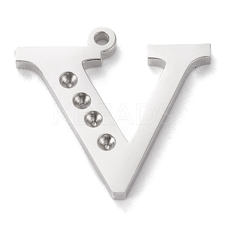 Tarnish Resistant 304 Stainless Steel Letter Pendant Rhinestone Settings STAS-J028-01V-1
