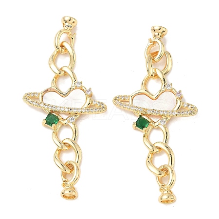 Brass Natural Shell Fold Over Clasps KK-U059-30G-1