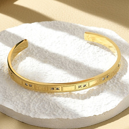 304 Stainless Steel Cuff Bangles BJEW-P348-02F-G-1
