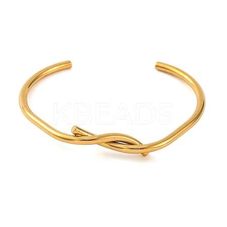 Ion Plating(IP) 304 Stainless Steel Cuff Bangles for Women BJEW-D048-08G-1