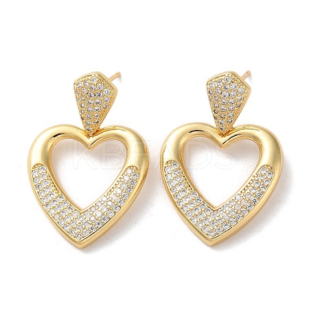 Brass Pave Cubic Zirconia Stud Earrings EJEW-M258-07G-1