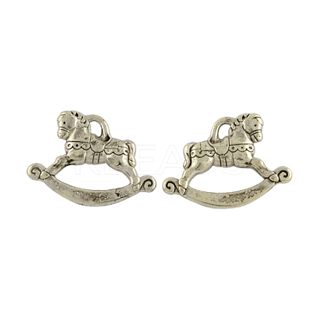 Tibetan Style Alloy Rocking Horse Pendants TIBEP-GC156-AS-RS-1