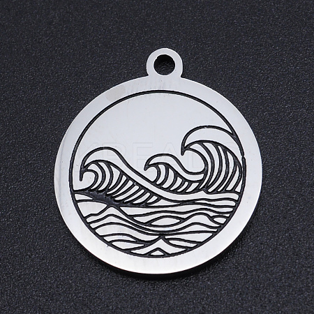 Non-Tarnish 201 Stainless Steel Etched Pendants LS-STAS-N090-JN800-1