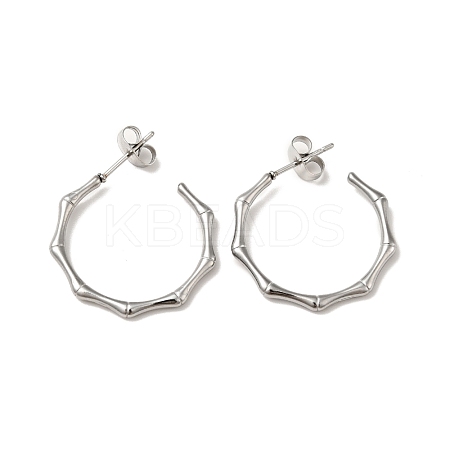 Tarnish Resistant Bamboo Joint Ring 304 Stainless Steel Stud Earrings EJEW-A081-20P-1