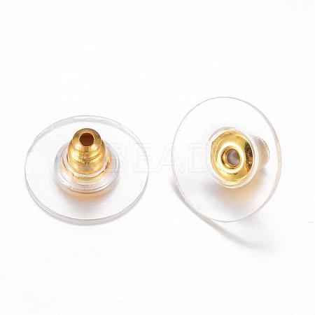 Brass Plastic Ear Nuts KK-P042-01G-1